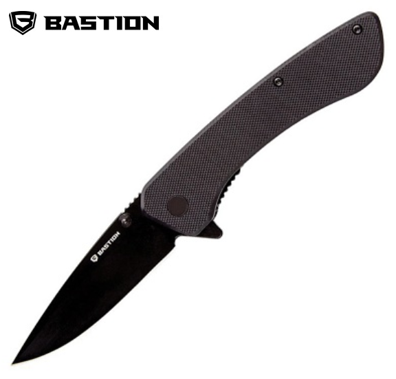 Bastion Sidekick Flipper Folding Knife, D2 Black, G10 Black, BSTN2381